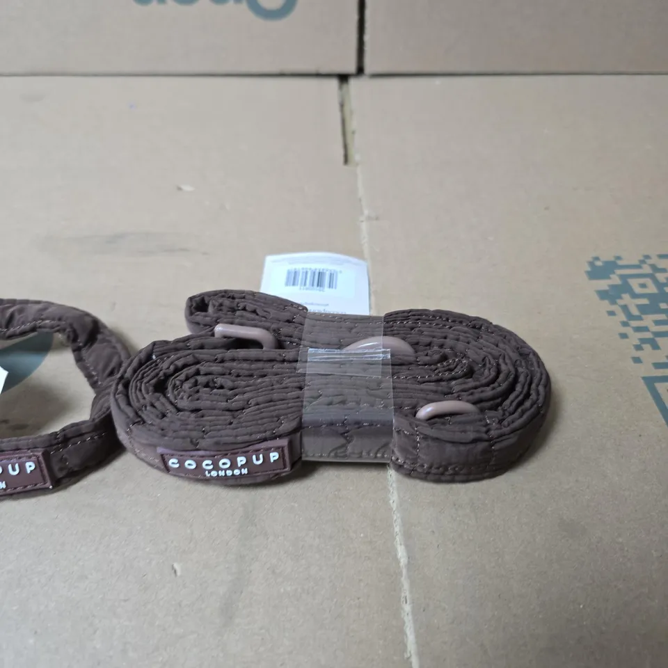 COCOPUP LONDON DOG COLLAR AND LEAD SET – BROWN NYLON