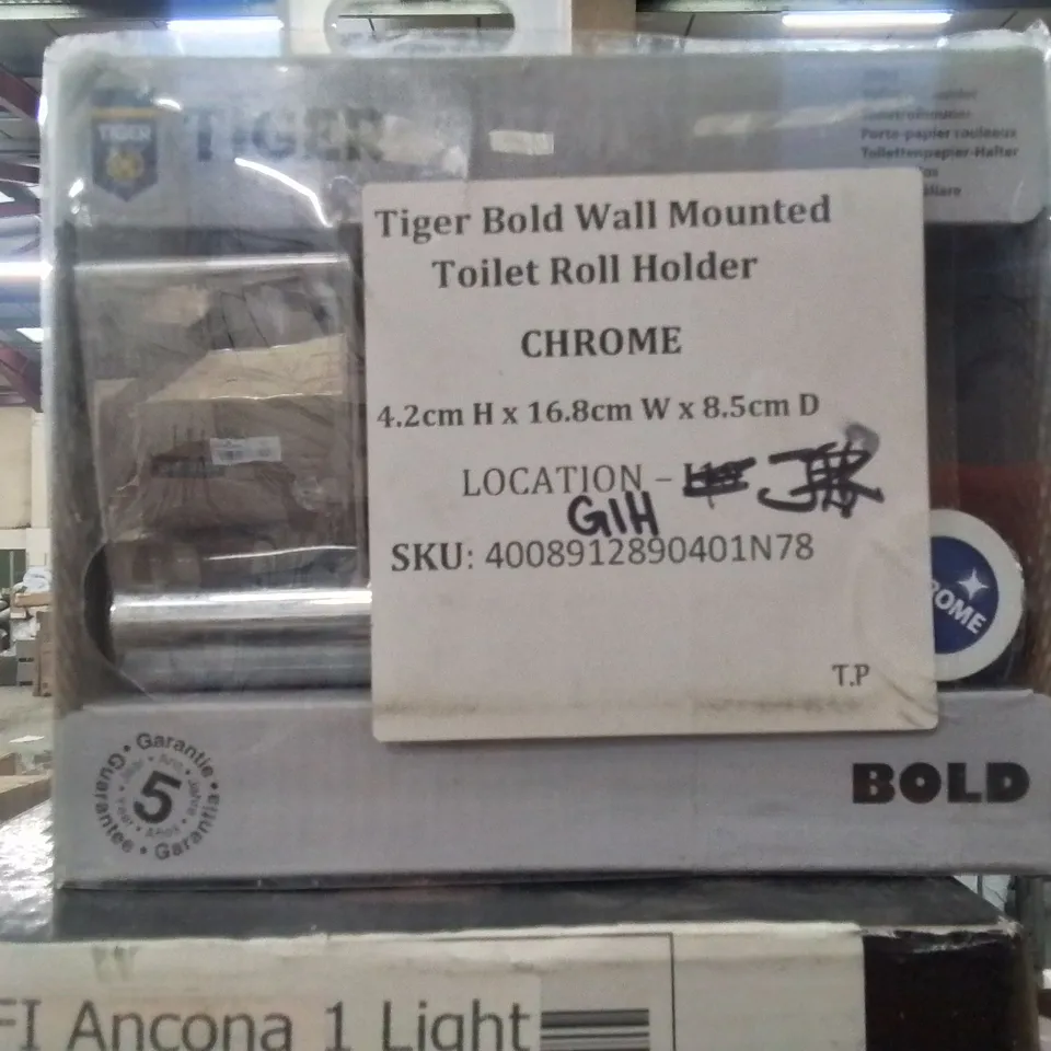 BOXED TIGER BOLD WALL MOUNTED TOILET ROLL HOLDER