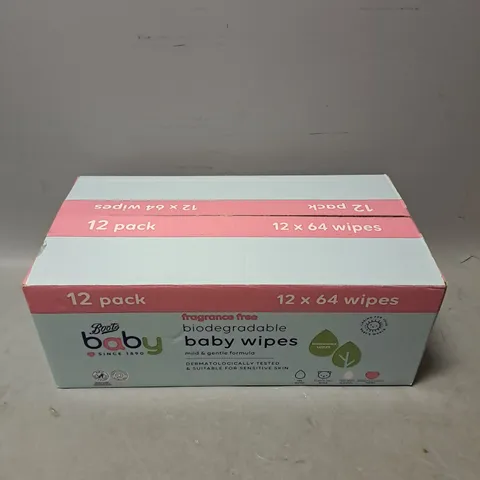 BOXED BOOTS BIODEGRADABLE BABY WIPES 12X64