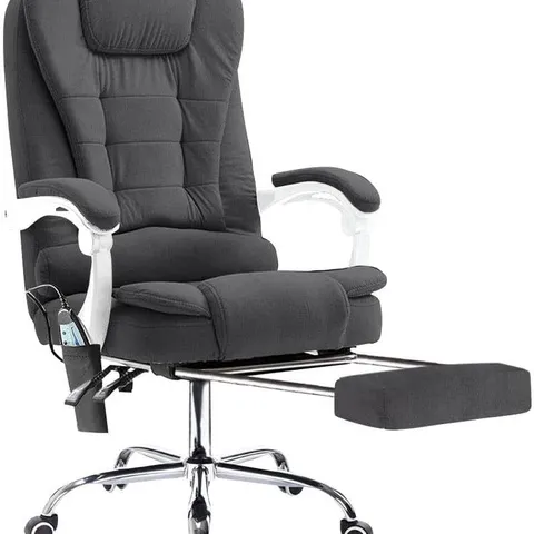 BOXED FABRIC MASSAGE CHAIR IN DARK GREY (UNTESTED) (1 BOX)