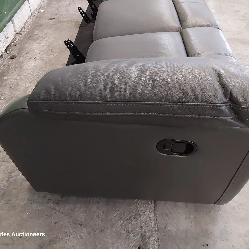 THREE SEATER MANUAL RECLINING THREE SEATER SOFA BASE GREY LEATHER 