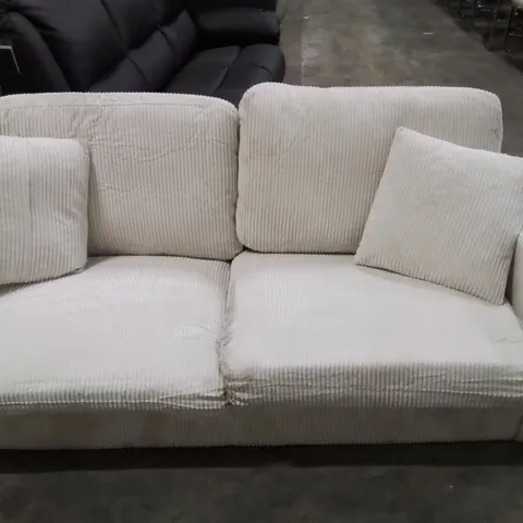 DESIGNER BEIGE CORDED FABRIC TWO SEATER SOFA