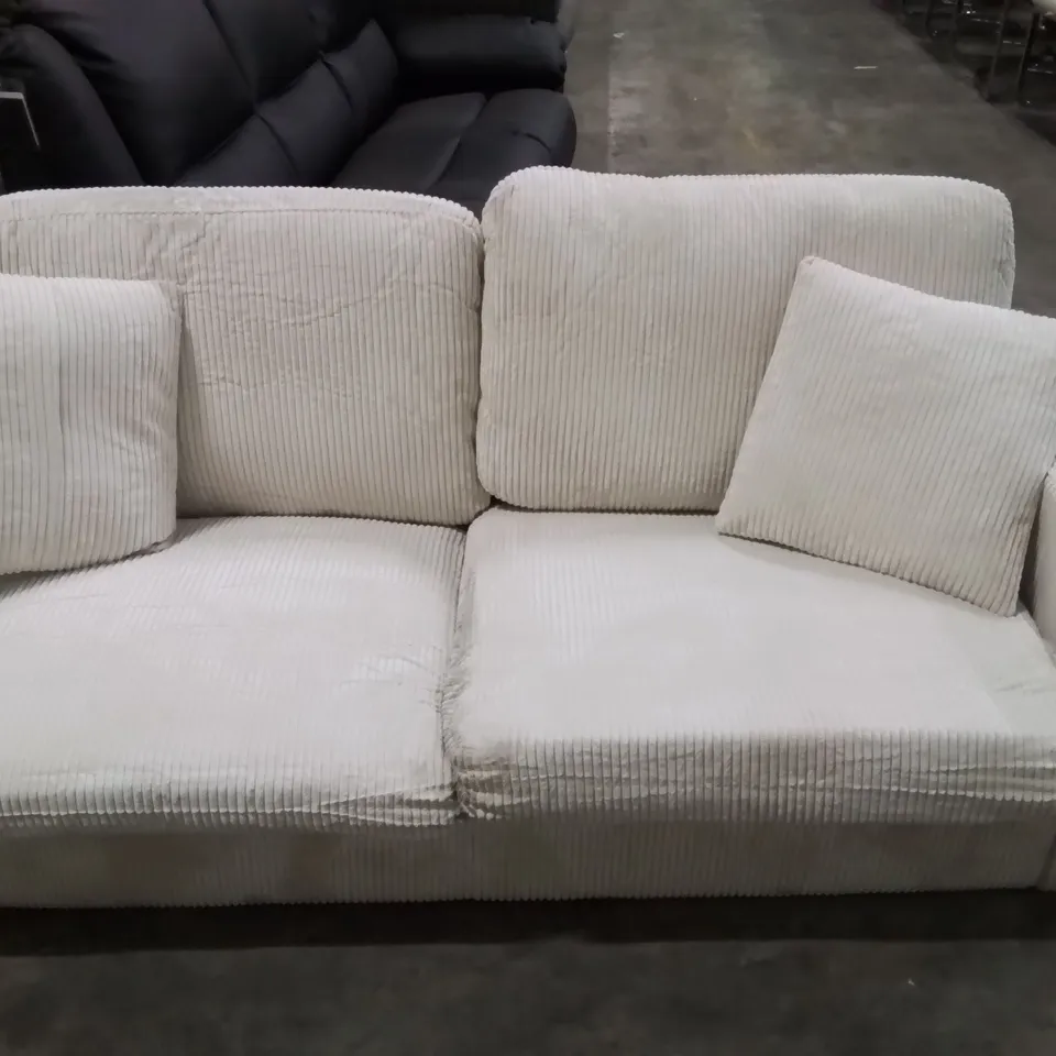 DESIGNER BEIGE CORDED FABRIC TWO SEATER SOFA