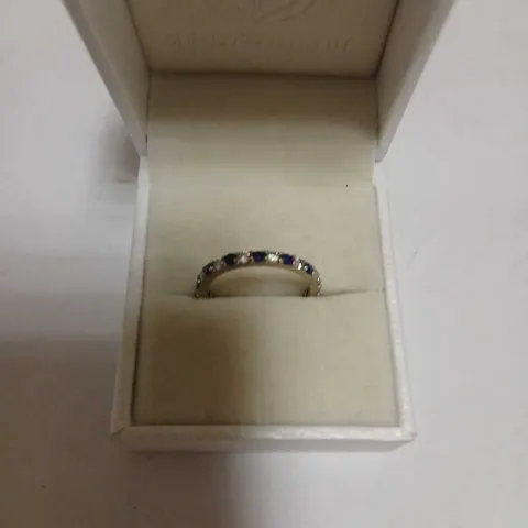 DIAMONIQUE 0.90CT TW SIMULATED GEMSTONE ETERNITY RING STERLING SILVER 