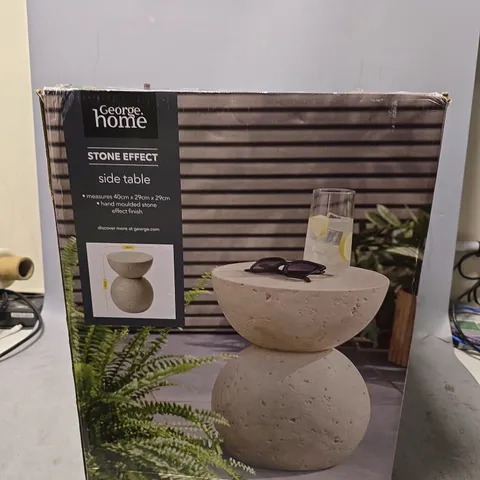 BOXED STONE EFFECT SIDE TABLE 