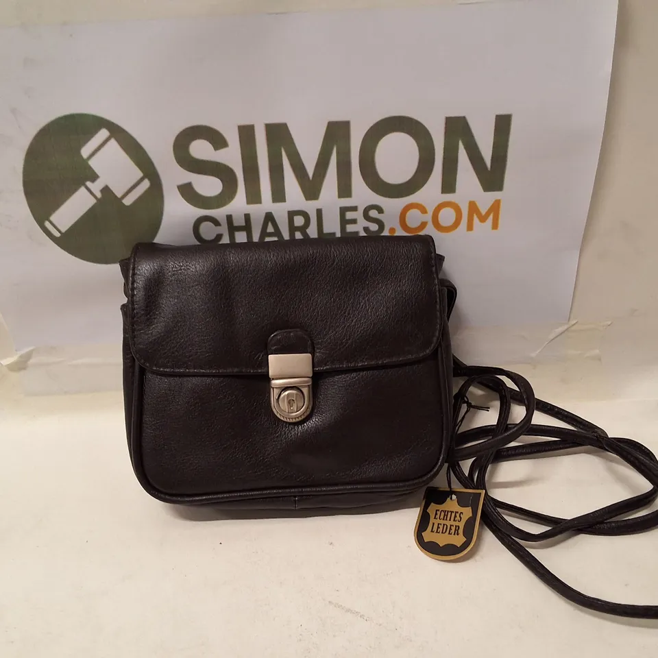BLACK GENUINE LEATHER CROSSBODY BAG