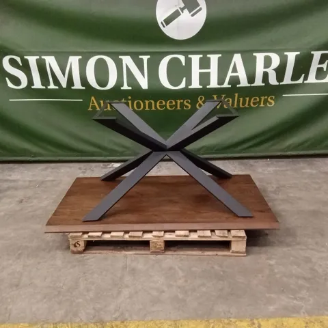 QUALITY DESIGNER RECTANGULAR WOOD TOP DINING TABLE