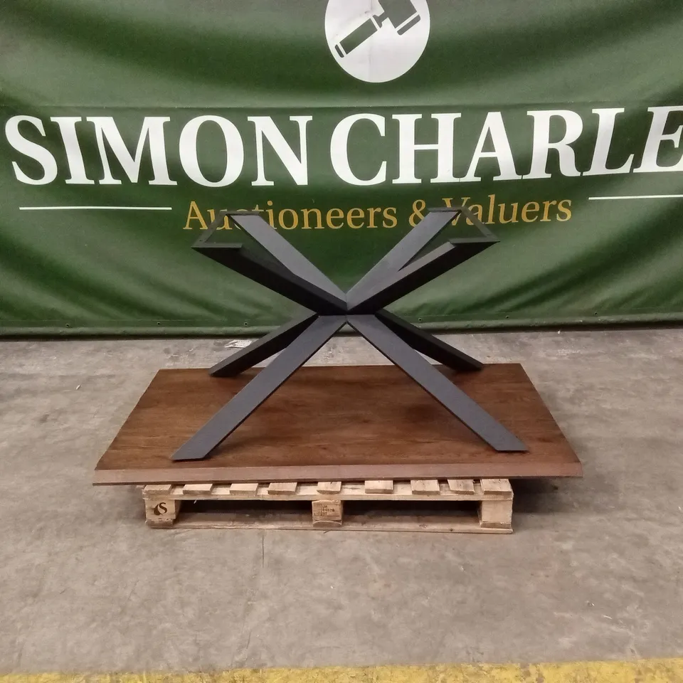 QUALITY DESIGNER RECTANGULAR WOOD TOP DINING TABLE