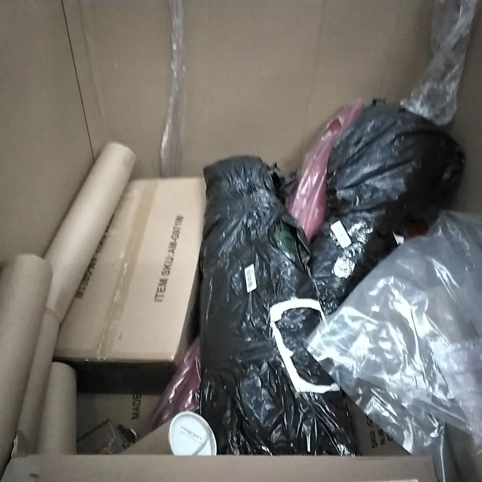 PALLET OF ASSORTED ITEMS INCLUDING MAGICLIFE OFFICE CHAIR, MASS DYNAMIC TOILET SEAT, G-BLOCS PARASOL BASE SET, PORTABLE CLOSET, NEWME FITNESS POSTER, IBATMS INFLATABLE BOARD