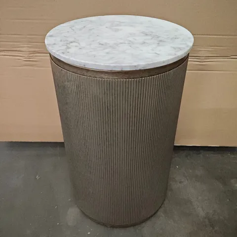 MARBLE EFFECT TOPPED CIRCULAR SIDE TABLE