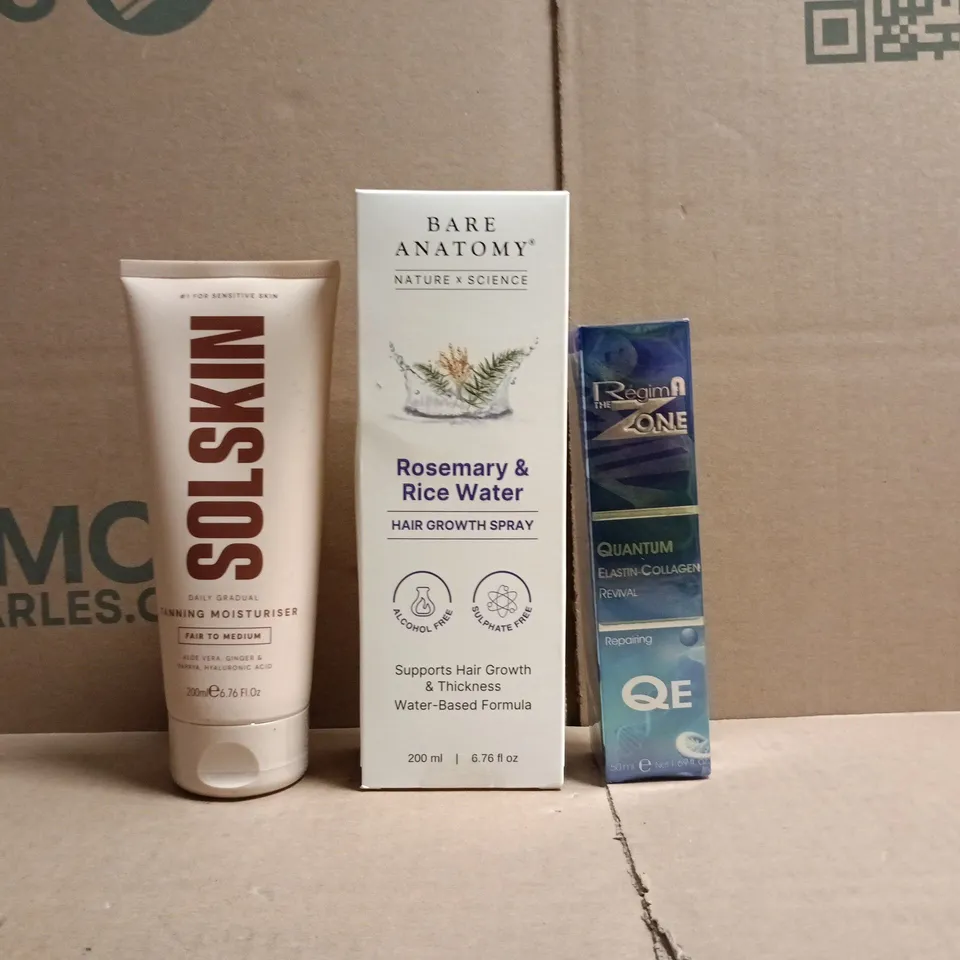 APPROXIMATELY 12 ASSORTED COSMETIC ITEMS TO INCLUDE SOL SKIN, BARE ANATOMY, ETC - COLLECTION ONLY