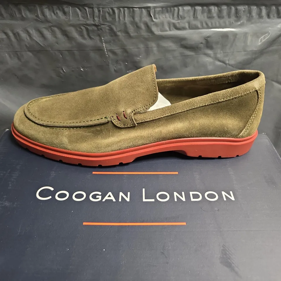 COOGAN LONDON HANWELL KHAKI GREEN SUEDE LOAFERS – UK 9 (EU 43)