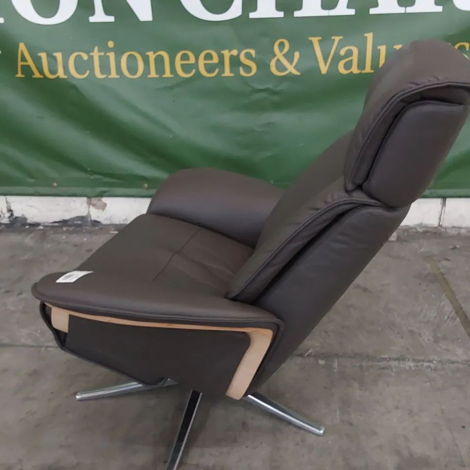 QUALITY BRITISH DESIGNER G PLAN OSLO POWER RECLINING SWIVEL CHAIR CAMBRIDGE EARTHY LEATHER 