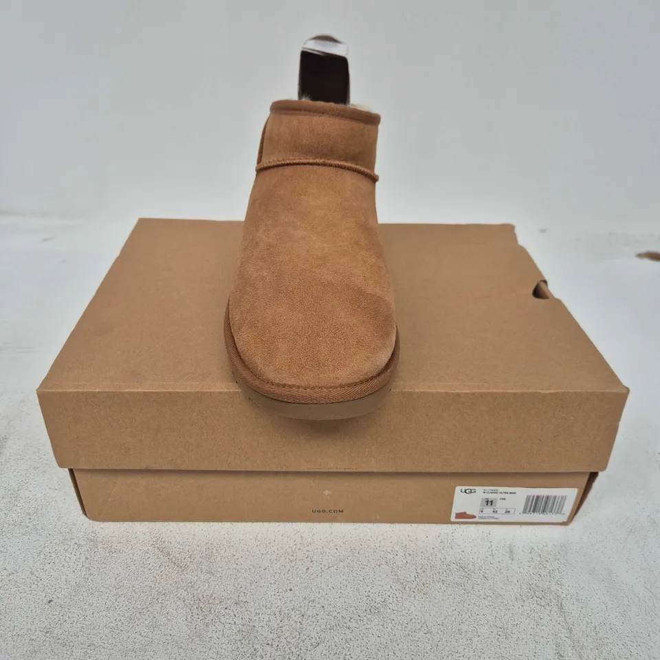 BOXED PAIR OF UGG W CLASSIC ULTRA MINI IN CHESTNUT - UK 9