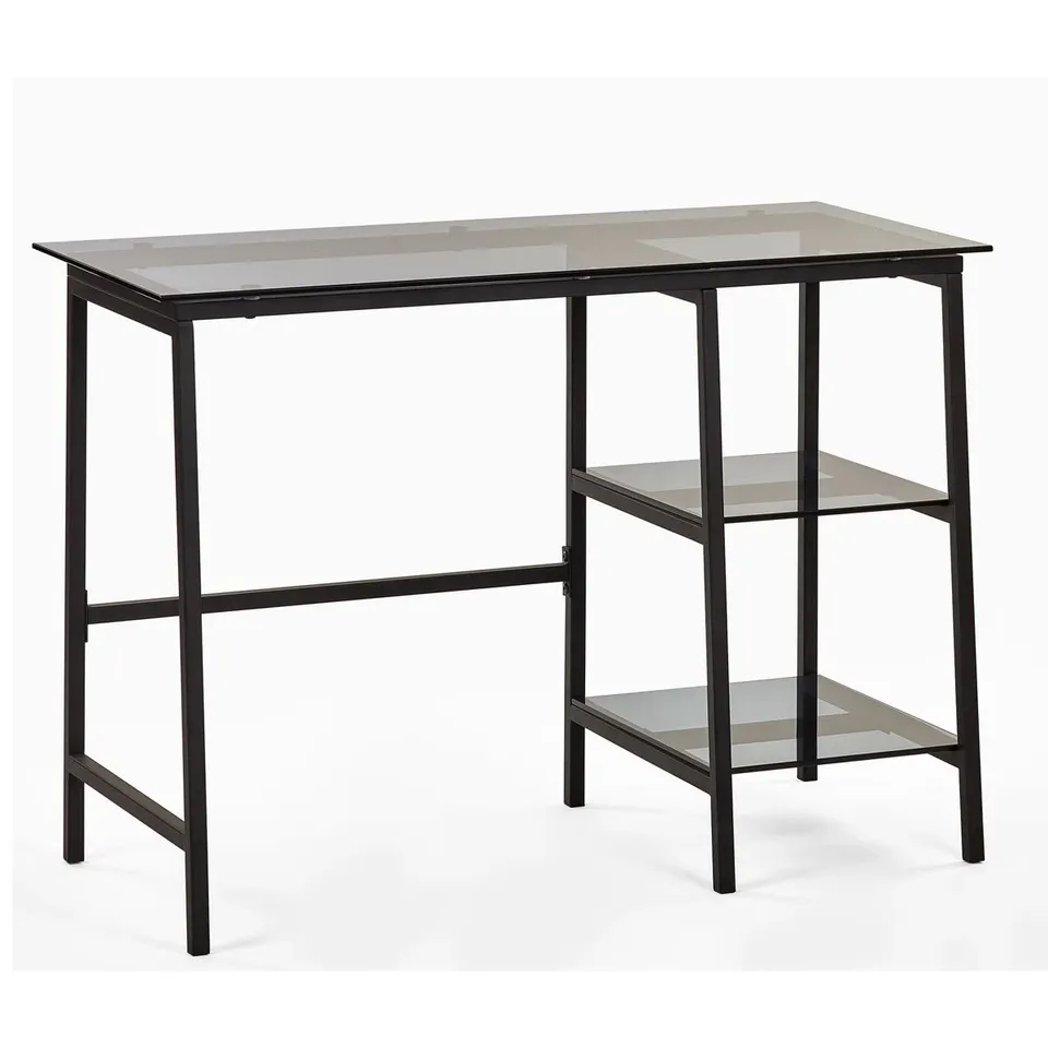 BOXED 104CM RECTANGULAR WRITING DESK (BLACK/SMOKED GLASS)