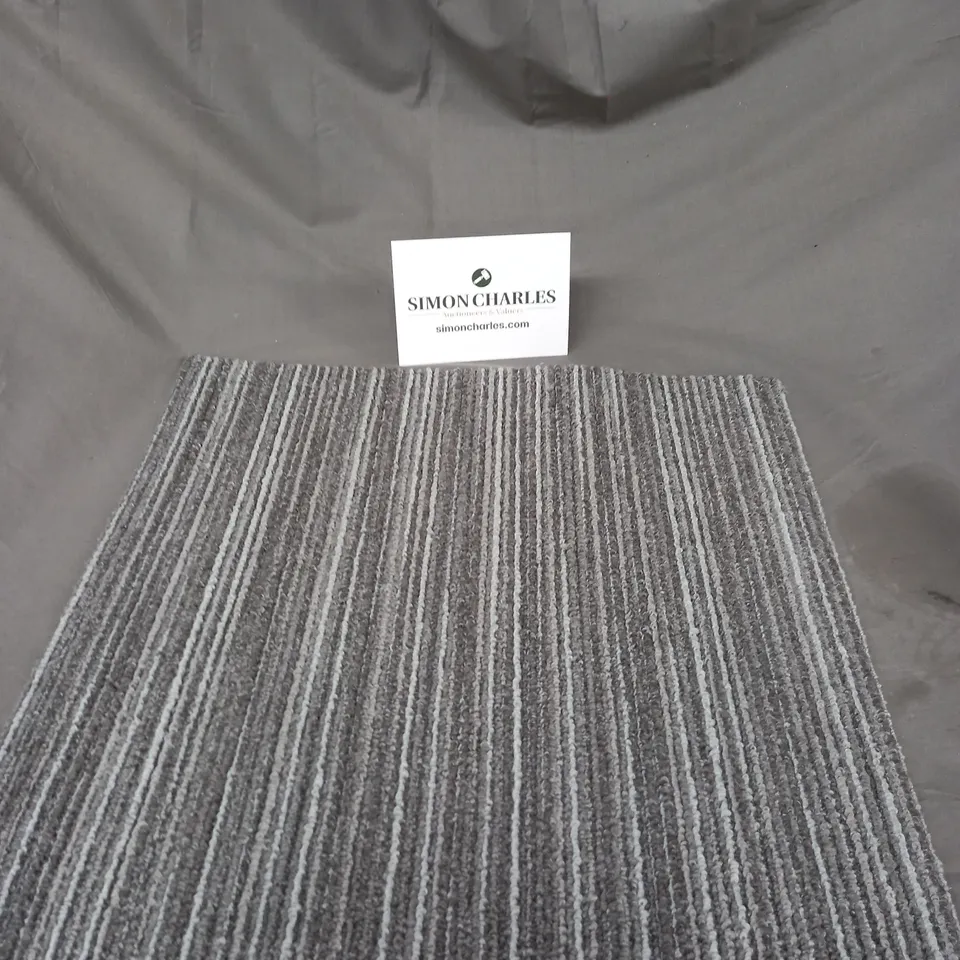 BOX OF APPROX 15 50X50CM CARPET TILES IN GREY STRIPE