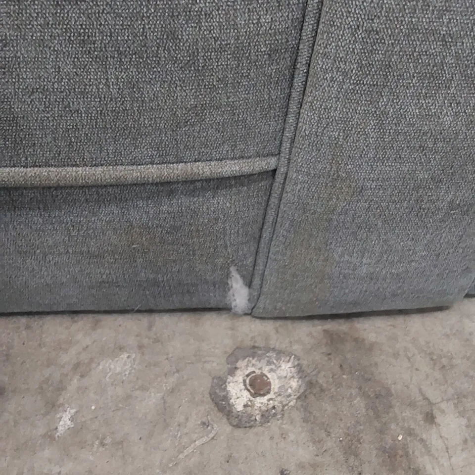 DESIGNER 2 SEATER GREY FABRIC UPHOLSTERED SOFA