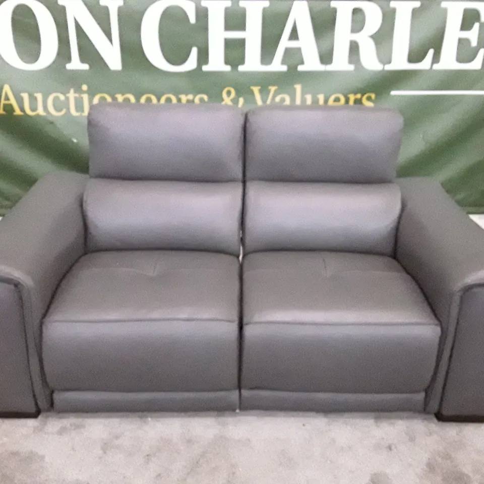 QUALITY ITALIAN DESIGNER AURELIA ELECECTRIC LOVESEAT - GREY LEATHER