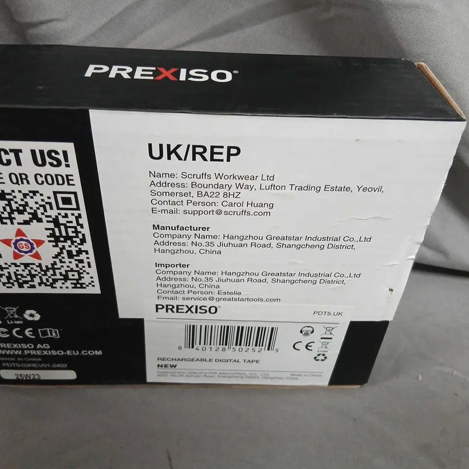 PREXISO RECHARGEABLE DIGITAL TAPE MEASURE 16FT/5M
