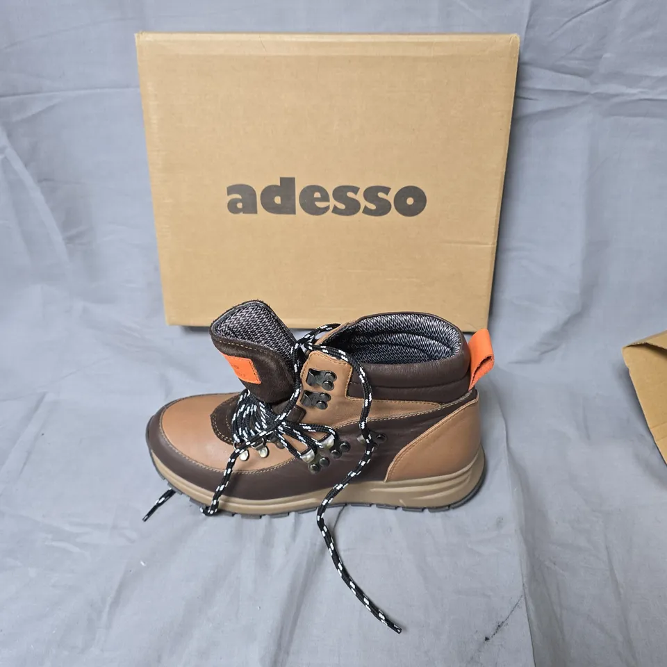 ADESSO MEN'S HIKING BOOTS – BROWN/TAN LEATHER WITH RUGGED OUTSOLE-SIZE EUR 39