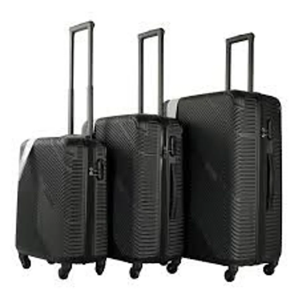 BOXED NEO SET OF 3 BLACK HARD SHELL LUGGAGE SUITCASES (1 BOX)