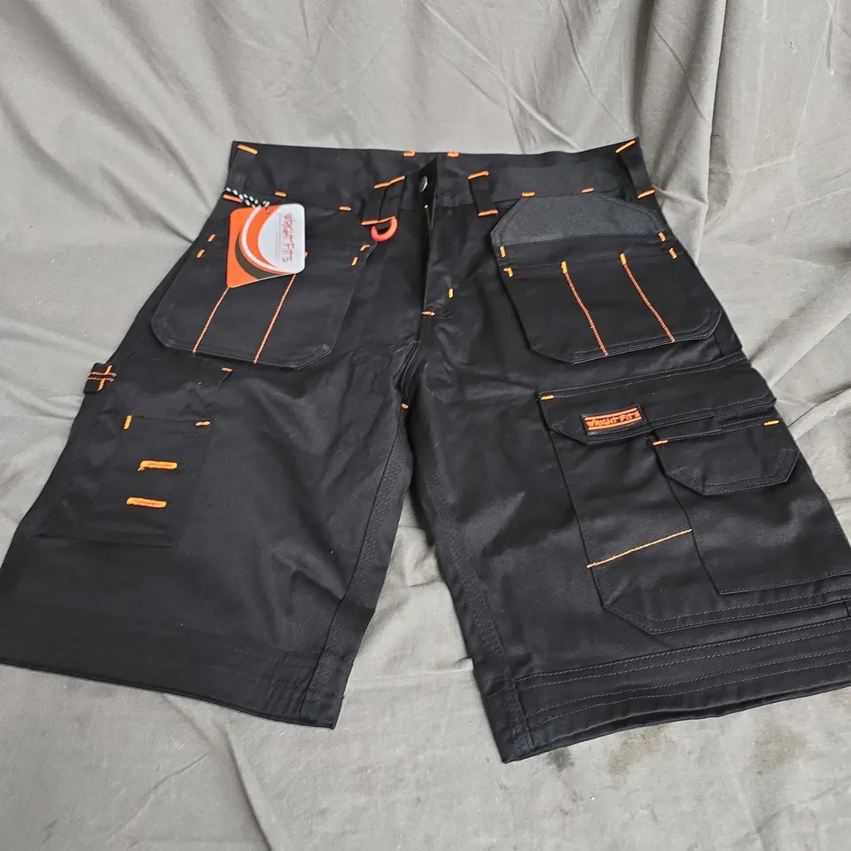 WRIGHT FITS REDHAWK HOLSTER WORK SHORTS IN BLACK/ORANGE SIZE W34"