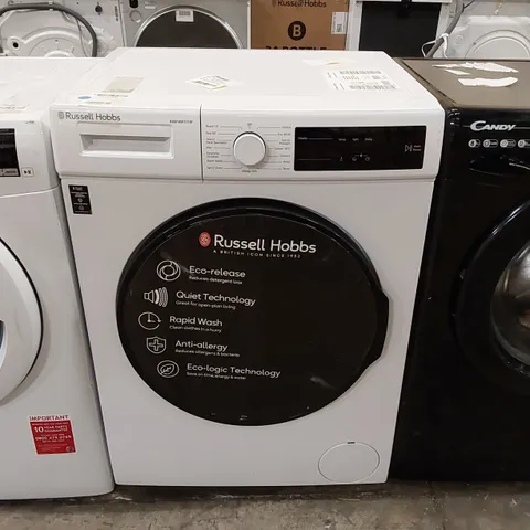 RUSSELL HOBBS FREESTANDING WASHING MACHINE, 8KG CAPACITY, 1400 RPM, 15 PROGRAMMES, ECO TECHNOLOGY, RAPID WASH CYCLES, WHITE, RH814W111W [ENERGY CLASS D]