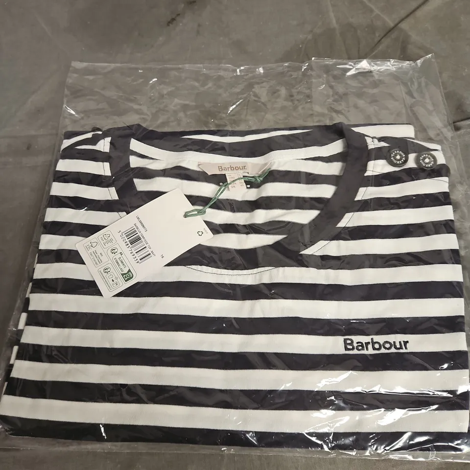 BARBOUR FERRYSIDE TOP – NAVY STRIPE, WOMEN’S KNIT, SIZE 16