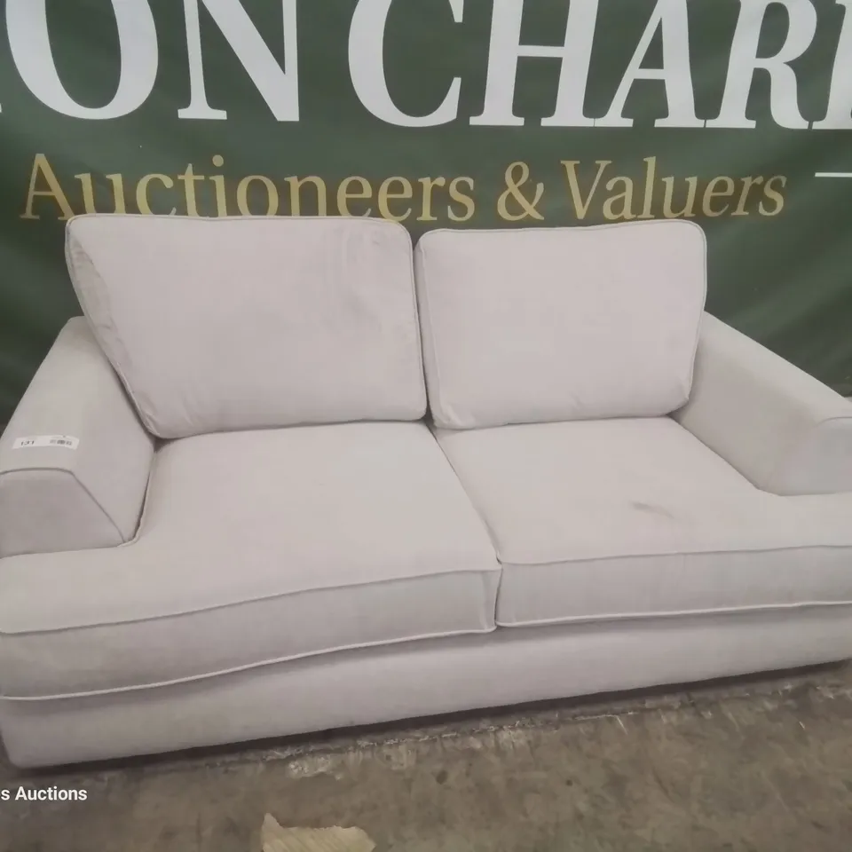 DESIGNER TWO SEATER SOFA SILVER FABRIC