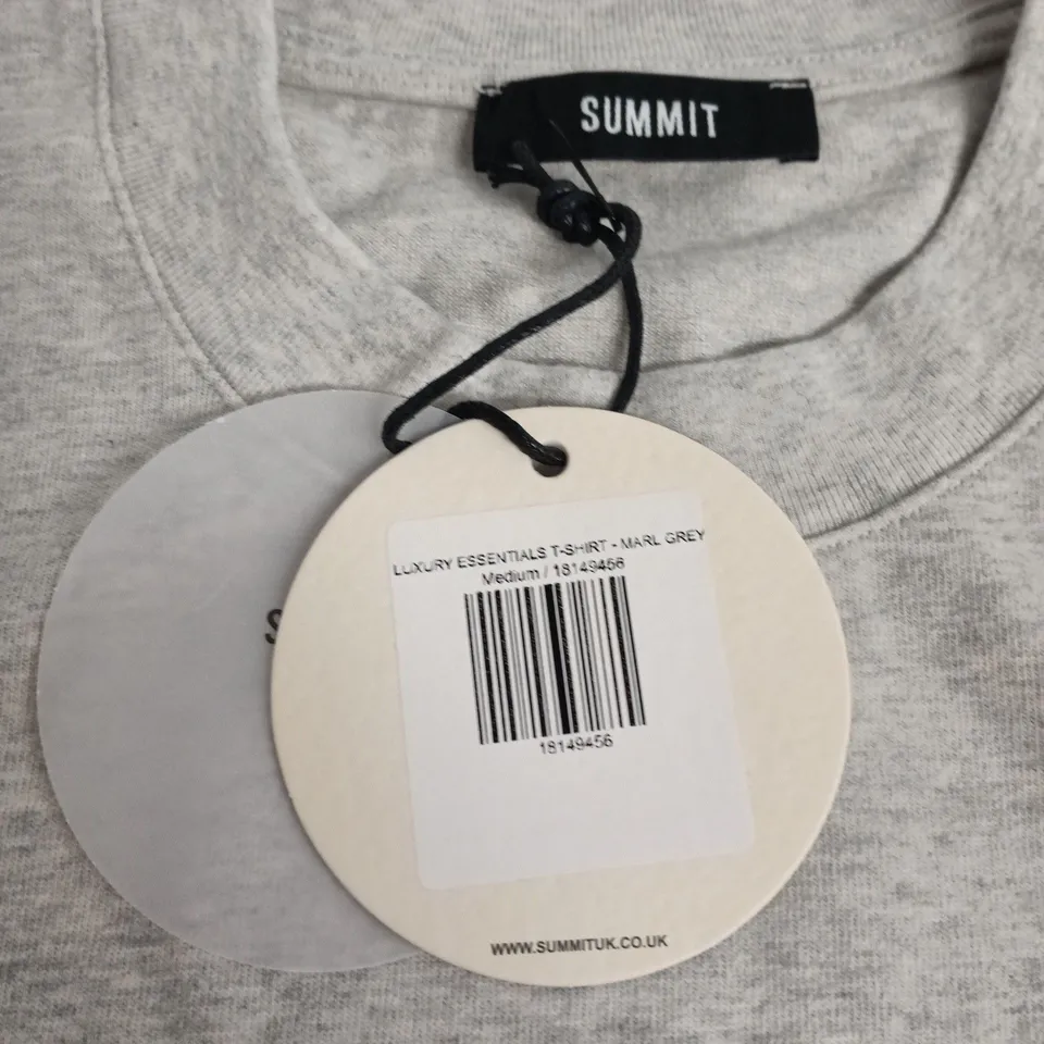 SUMMIT LUXURY ESSENTIALS T-SHIRT - MARL GREY, UK MEDIUM