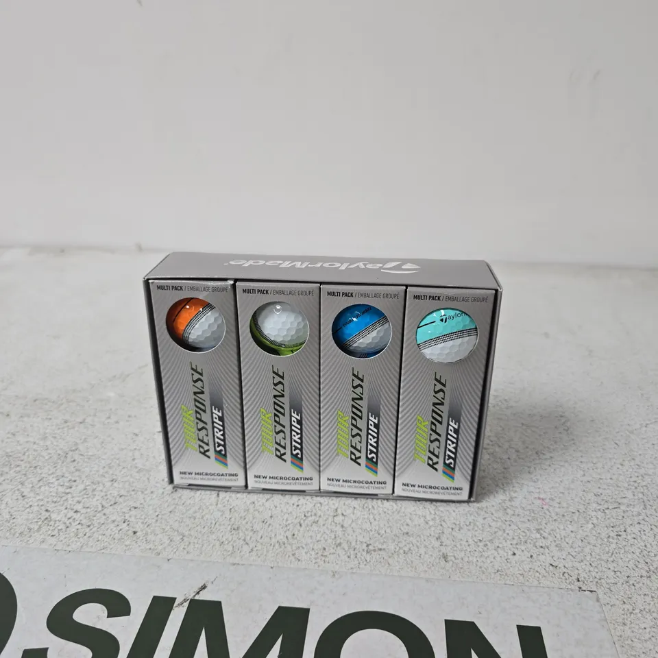 TAYLORMADE TOUR RESPONSE STRIPE GOLF BALLS – 4-PACK CONTAINING 12 BALLS