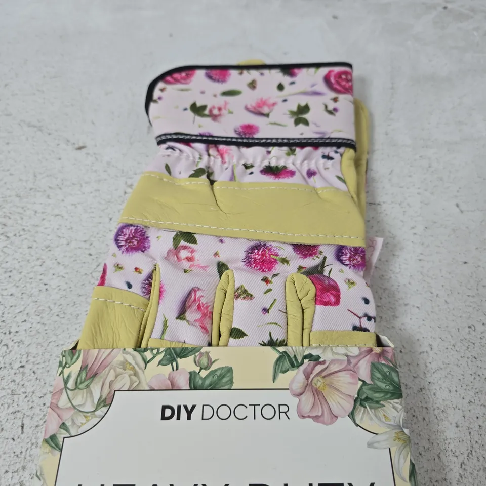 DIY DOCTOR HEAVY DUTY GARDEN GLOVES - FLORAL FABRIC WITH PIGSKIN LEATHER, FIT FOR WOMEN