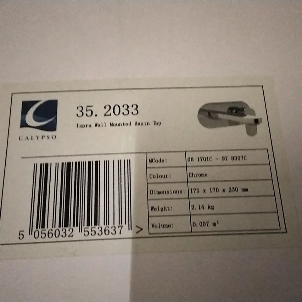 BOXED AS NEW CALYPSO ISPRA WALL MOUNTED BASIN TAP IN CHROME