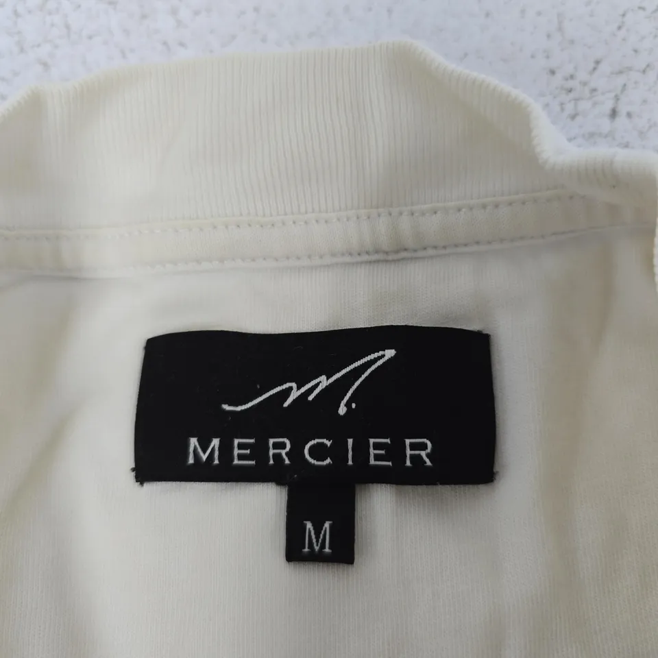MERCIER WHITE T-SHIRT WITH LOGO PATCHES – MEN'S UK SIZE M