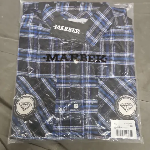 BAGGED MARBEK CHECKED OVERSHIRT IN BLUE/BLACK - XS