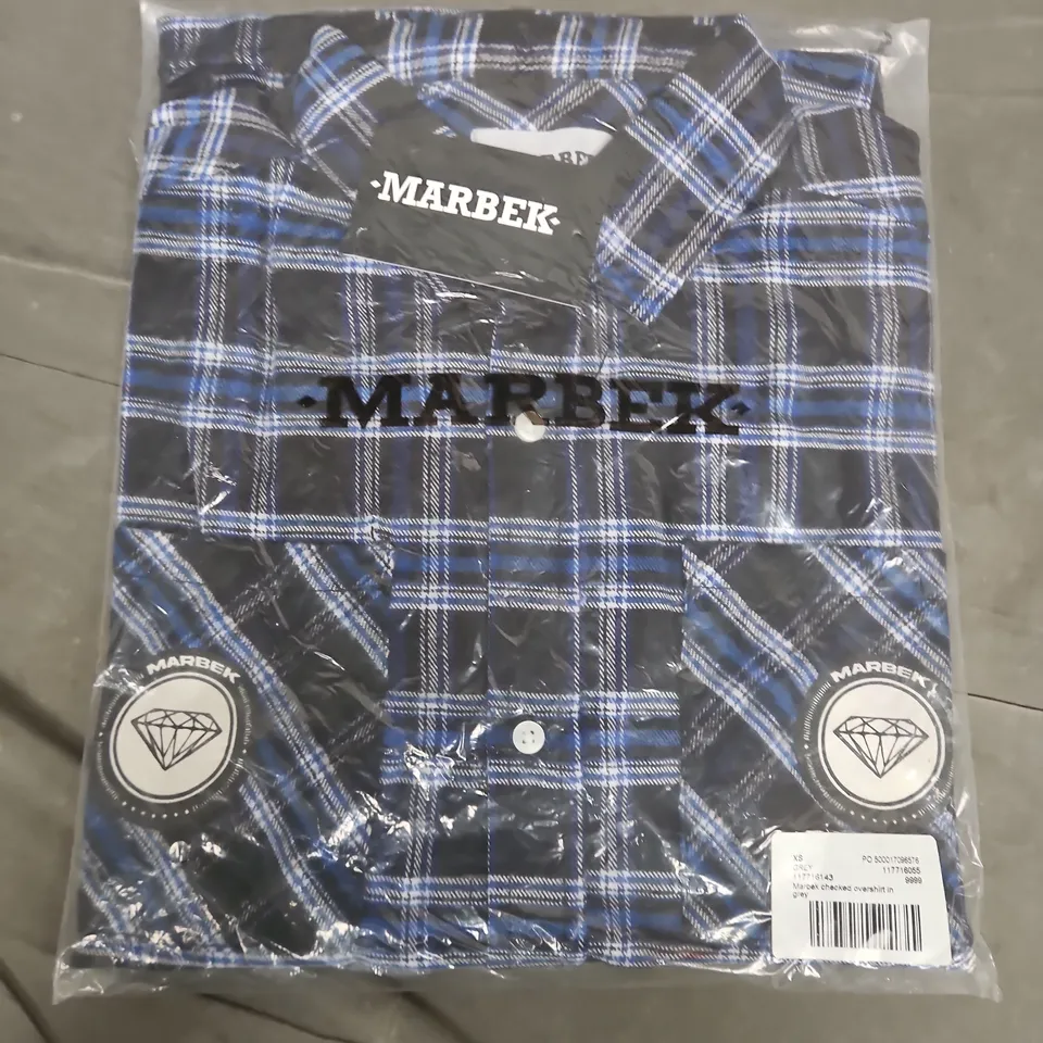 BAGGED MARBEK CHECKED OVERSHIRT IN BLUE/BLACK - XS