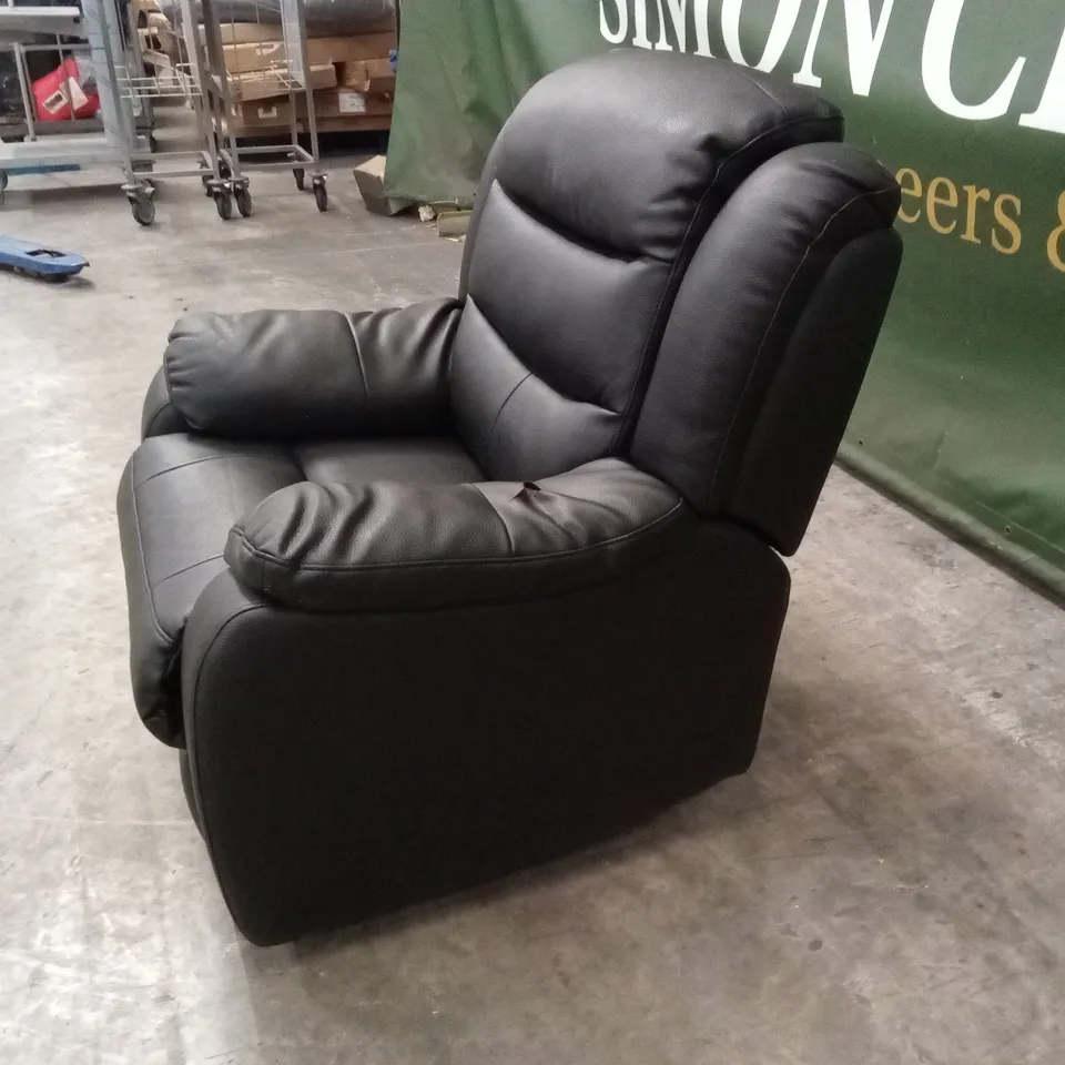 ROTHBURY LUXURY FAUX LEATHER HIGH BACK MANUAL RECLINER ARMCHAIR  - BLACK RRP £449
