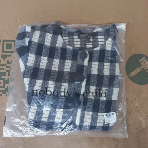 BAGGED NOBODY'S CHILD LANA TOP IN NAVY CHECK SIZE UK 12
