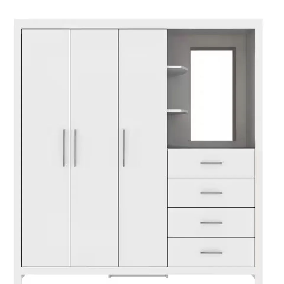 DAKOTA 3 DOOR COMBI WARDROBE WHITE (2 BOXES)