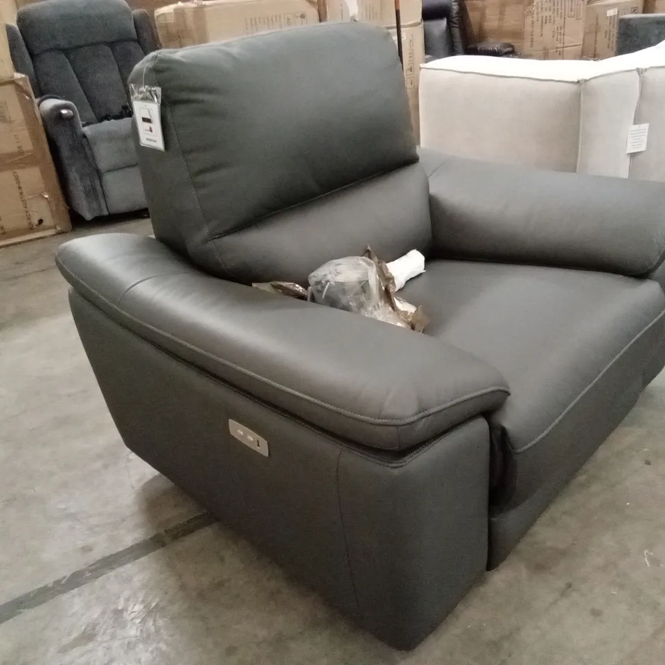 PAVILION LEATHER/FAUX LEATHER POWER RECLINER ARMCHAIR - CHARCOAL RRP £829