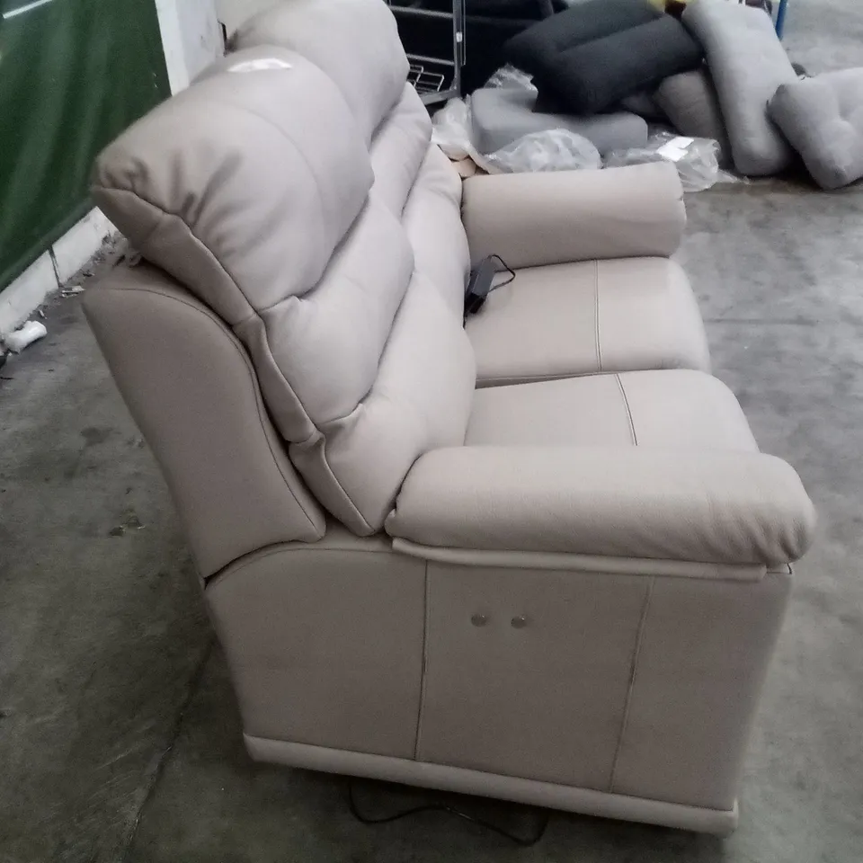 DESIGNER G PLAN MALVERN D 2 SEATER ELECTRIC RECLINER DBL SOFA - HUSK ALABASTER LEATHER