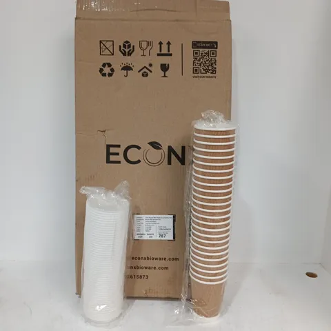 12OZ RIPPLE WALL PAPER CUP COMBO PACK – 100 PCS, BROWN CUPS WITH WHITE LIDS