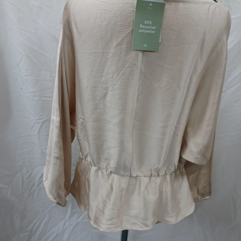 H&M SATIN LONG SLEEVE BALOON TOP, GOLD - SIZE M
