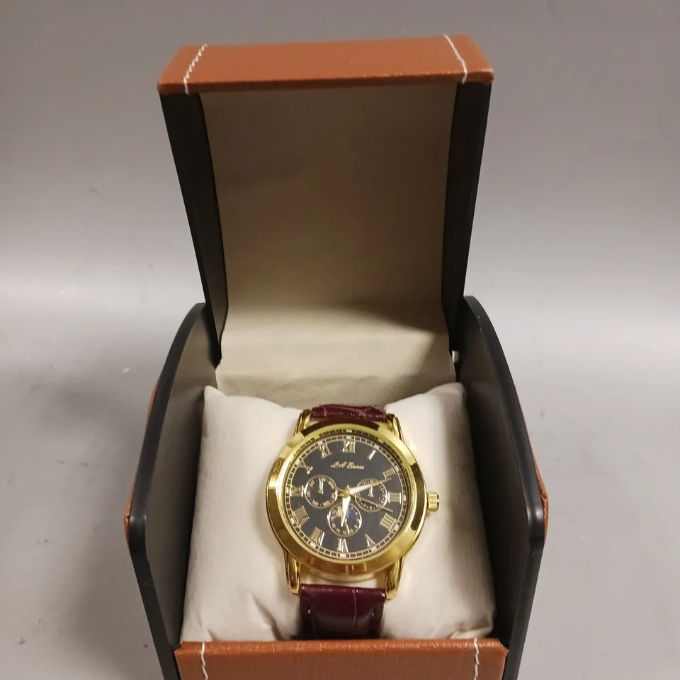 MENS LA BANUS WATCH – GOLD COLOUR CASE – LEATHER STRAP