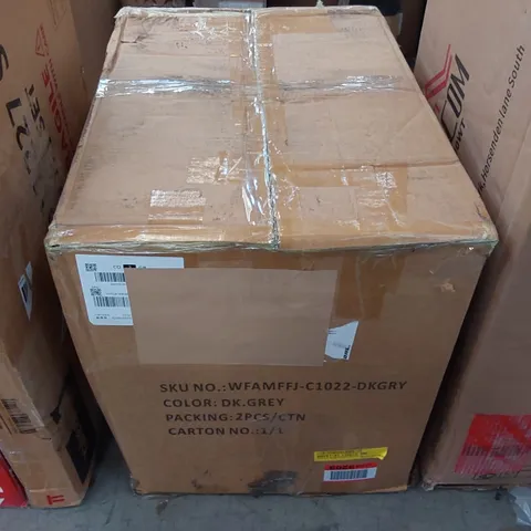 BOXED SET OF 2 ROSSA 67CM VINTAGE SUEDE BAR STOOLS WITH ARM - GREY (1 BOX)