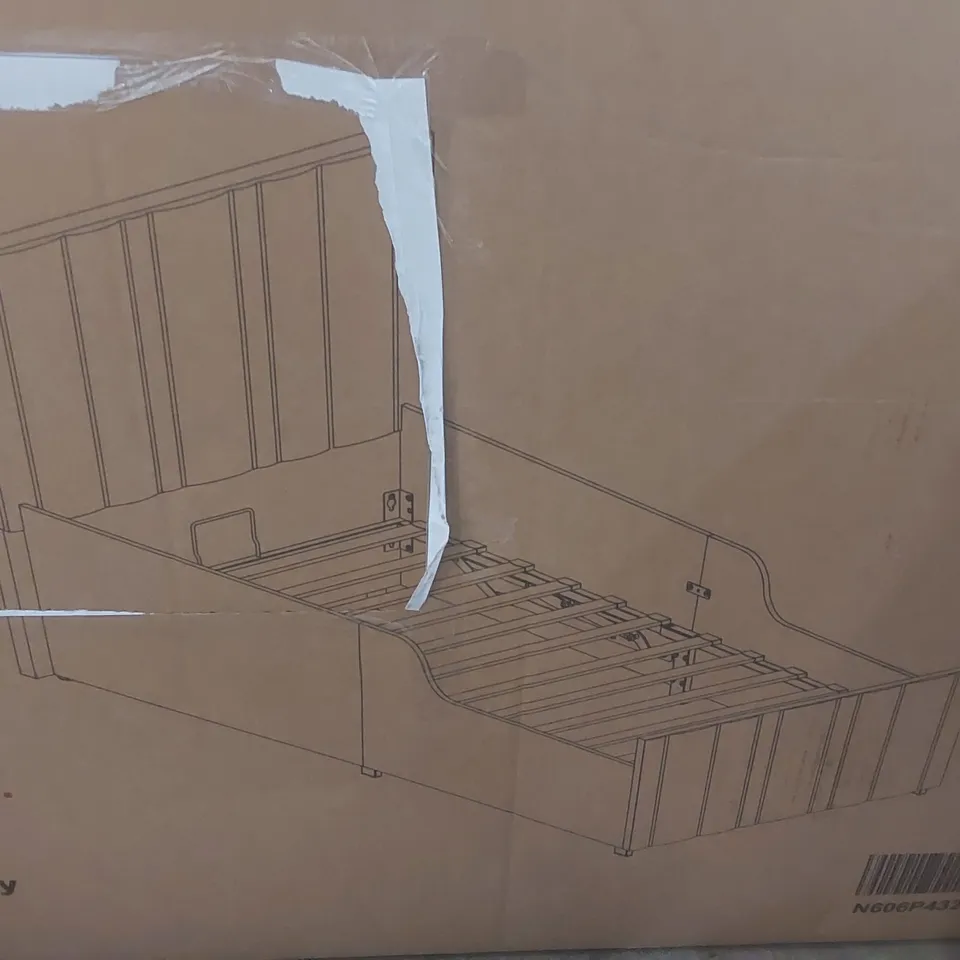 BOXED BED FRAME IN GREY - SIZE UNSPECIFIED (2 BOXES)