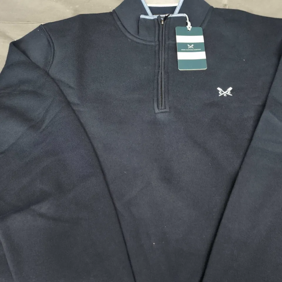 CREW CLOTHING COMPANY NAVY BLUE FLEECE PULLOVER WITH HALF-ZIP SIZE L