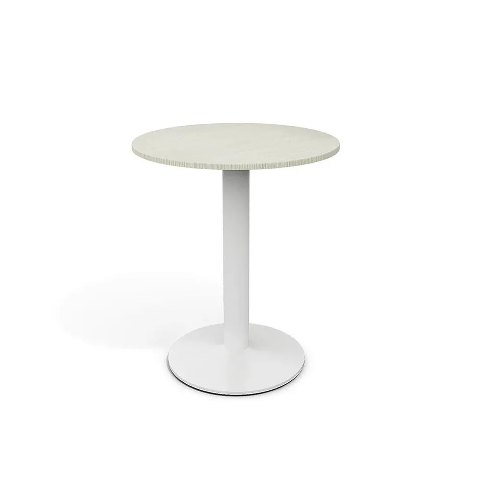 BOXED LIVING AND HOME ROUND CAFE TABLE WITH METAL BASE 74CM - WHITE (1 BOX)