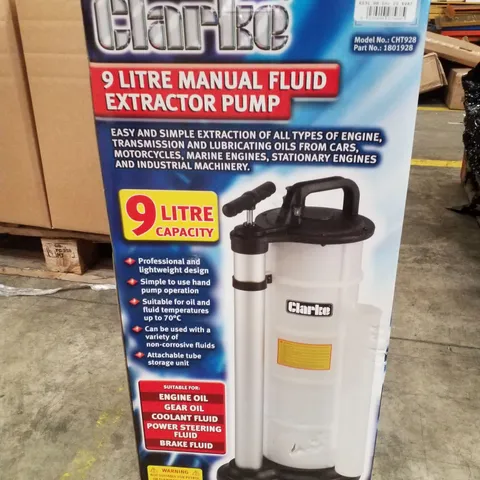BOXED CLARKE CHT928 9-LITRE OIL MANUAL FLUID EXTRACTOR