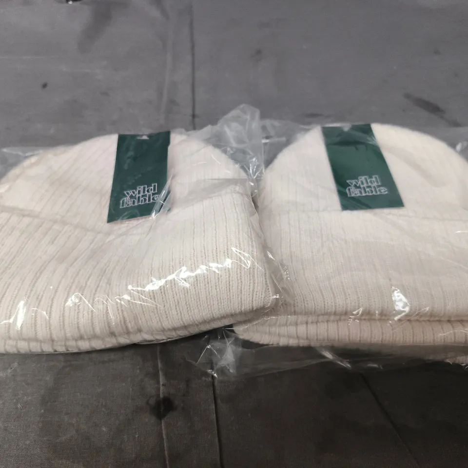 4 X WILD FABLE BEANIE HATS IN CREAM 